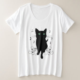 Chat noir entouré de notes de musique murmurantes