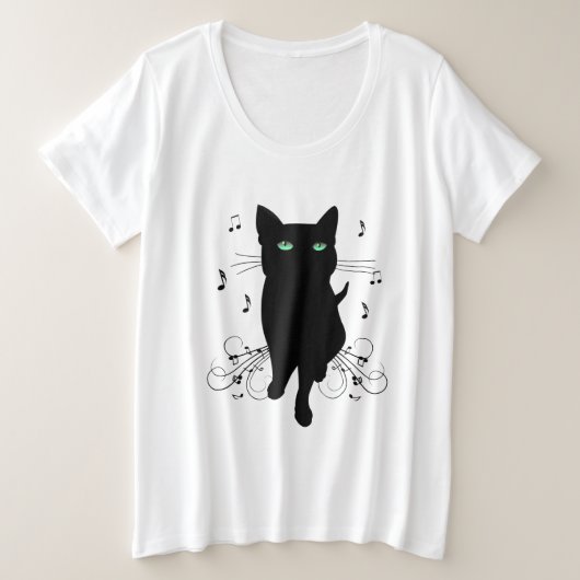 Chat noir entouré de notes de musique murmurantes (Design devant)