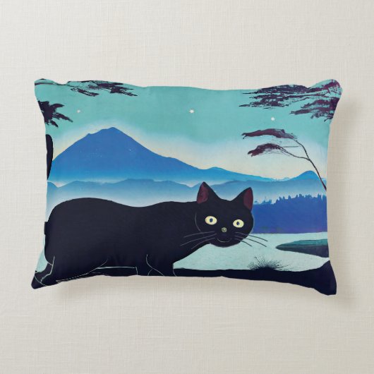Chat noir épais et chat automnal Accent Coussin (Dos)