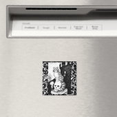 Chat noir et blanc Aimant crâne chaton Halloween (In Situ (Lave-vaisselle))