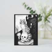 chat noir et blanc Maine Coon Halloween carte post (Debout devant)