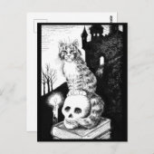 chat noir et blanc Maine Coon Halloween carte post (Devant / Derrière)