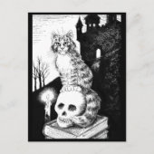 chat noir et blanc Maine Coon Halloween carte post (Devant)