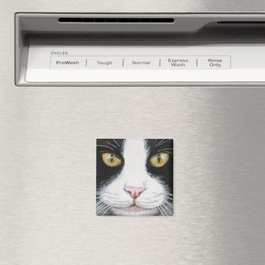 Chat noir et blanc no 1 Magnet (In Situ (Lave-vaisselle))