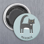 Chat noir et blanc Personnalisé<br><div class="desc">Un petit chat tuxedo noir et blanc sur un arrière - plan bleu oeuf de canard,  parfait pour les amateurs d'animaux et de compagnie. Modifiez le nom pour personnaliser. Art original de Nic Squirrell.</div>
