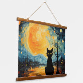 Chat noir et boiserie étoilée Tapisserie murale co (Angulaire)