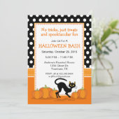 Chat noir et Citrouille Halloween Party Invitation (Debout devant)