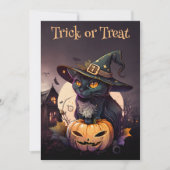 Chat noir et Citrouille Invitation de la fête d'Ha (Devant)