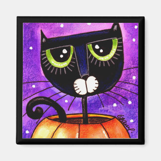Chat noir et Citrouille - Magnet