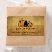 Chat noir et Étiquette Citrouille (En situation)