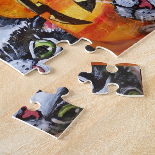 Chat noir et Jack OLantern Halloween Jigsaw Puzzle (Côté)