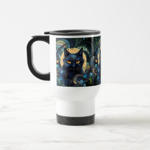 Chat noir et lune céleste Voyage Mug