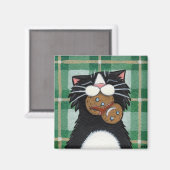 Chat noir et pain d'épice Magnet de Snowman (Recto/Verso)