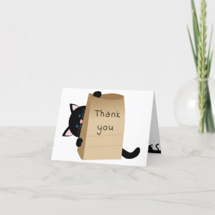 Chat noir et sac plié Carte de remerciements