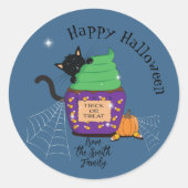 Chat noir et Stickers bleu Halloween Cupcake (Devant)
