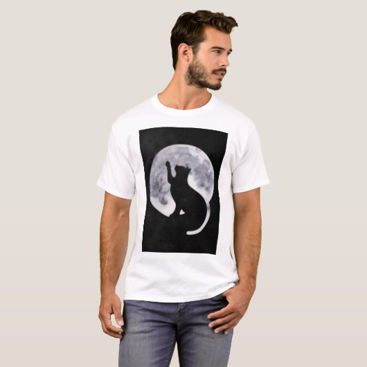 Chat noir et T-shirt de la lune (Devant entier)