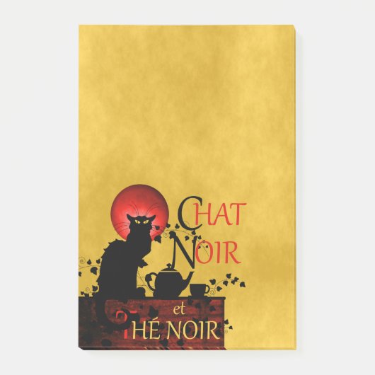 Chat Noir et Thé Noir, Black Cat Black Tea Post-it® Notes (Voorkant)