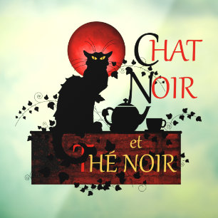 Chat Noir et Thé Noir, Black Cat Black Tea Raamsticker