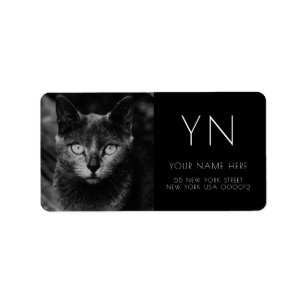 CHAT NOIR ÉTIQUETTES DE ADRESSE PHOTOGRAPHIE