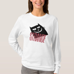 Chat noir étrange, t-shirt pour femmes blanc