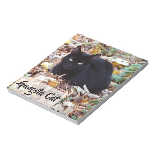 Chat noir Feuilles d'automne Bloc-notes photo - 40 (Tourné)