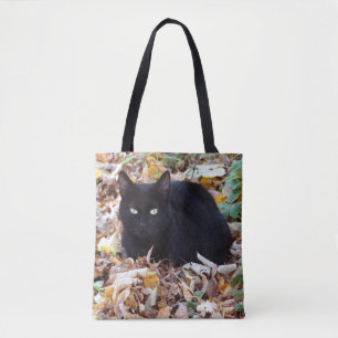 Chat noir Feuilles d'automne Sac fourre-tout Tout-