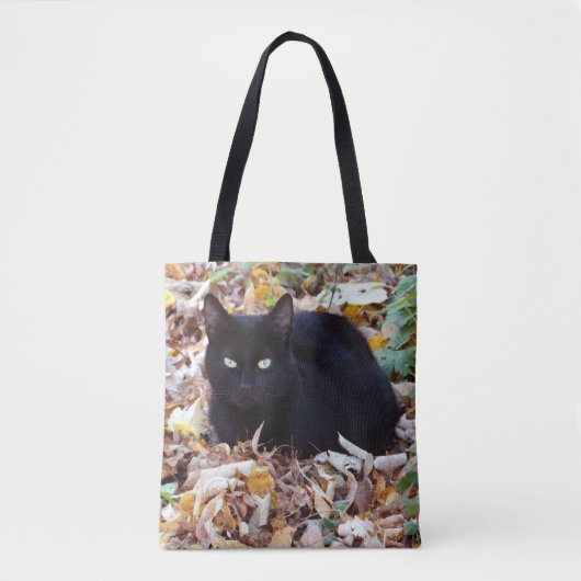 Chat noir Feuilles d'automne Sac fourre-tout Tout- (Devant)