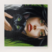 CHAT NOIR FILLE JIGSAW PUZZLE (Horizontal)