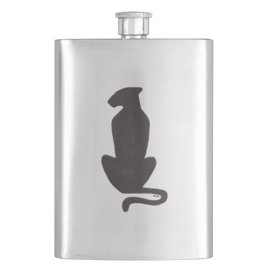 Chat noir Fiole en acier inoxydable Silhouette (devant)