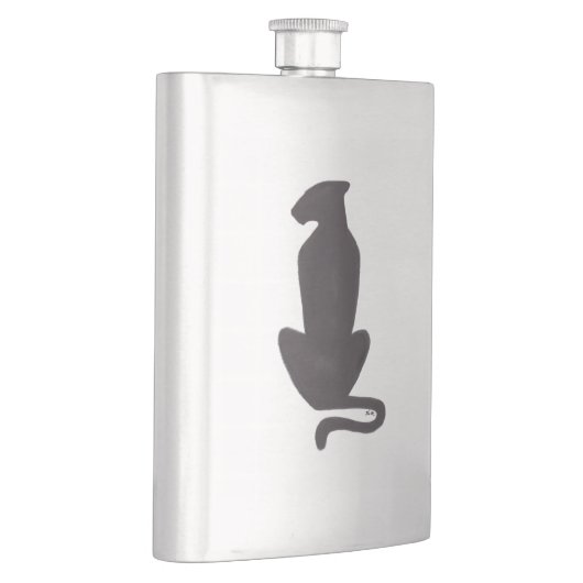 Chat noir Fiole en acier inoxydable Silhouette (Droite)