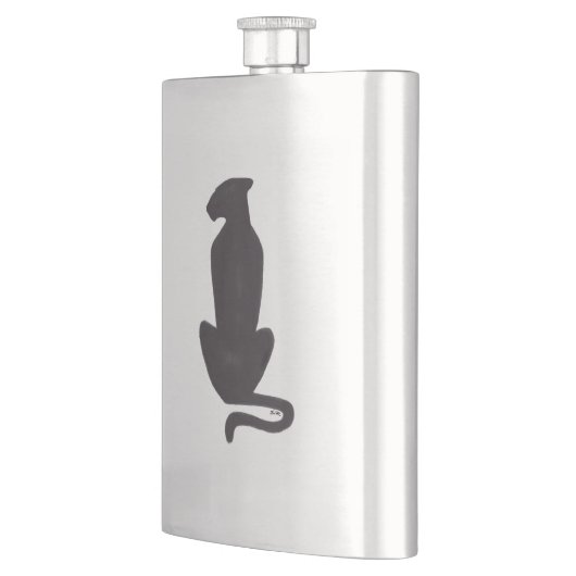 Chat noir Fiole en acier inoxydable Silhouette (Gauche)