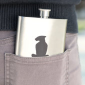 Chat noir Fiole en acier inoxydable Silhouette (En situation)