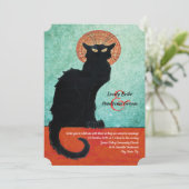 Chat Noir Franse Cat Blue Wedding Kaart (Staand voorkant)