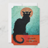 Chat Noir Franse Cat Blue Wedding Kaart (Achterkant)