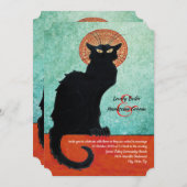 Chat Noir Franse Cat Blue Wedding Kaart (Voorkant / Achterkant)