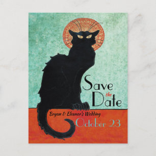 Chat Noir  French Cat Blue Save the Date Briefkaart