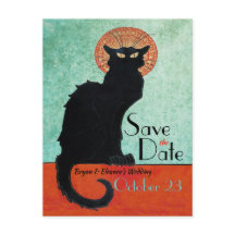 Chat Noir  French Cat Blue Save the Date