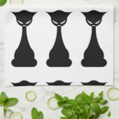 Chat noir gothique silhouette serviette de cuisine (Plié)