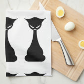 Chat noir gothique silhouette serviette de cuisine (Quart Plié)