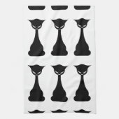 Chat noir gothique silhouette serviette de cuisine (Vertical)