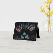 Chat noir Halloween avec carte d'yeux de feu (Fleur jaune)