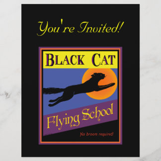 Chat noir Halloween Invitation personnalisée Flyer