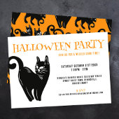 Chat noir Halloween Orange Party Invitation