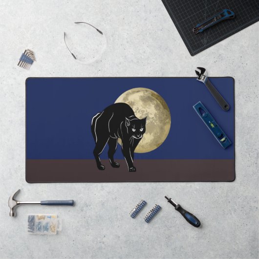 Chat Noir Halloween Prowling Sur Une Nuit De Plein (Poste de travail)