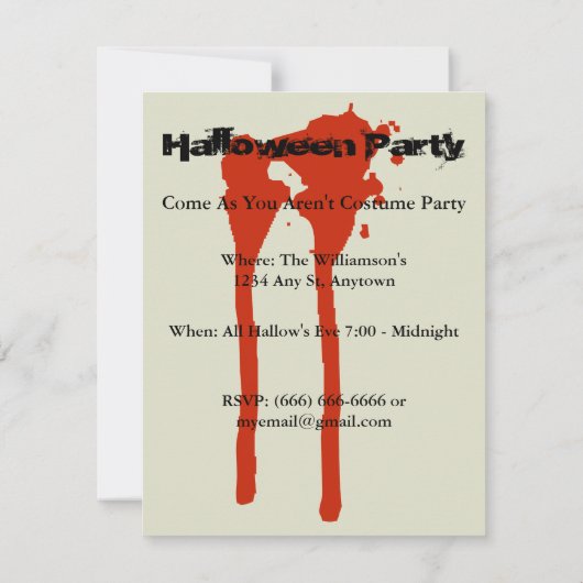 Chat noir Invitation du parti Halloween avec texte (Dos)