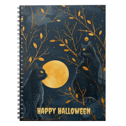 Chat noir Joyeux Carnet Spiral Halloween (Devant)