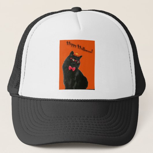 Chat noir Joyeux Casquette d'Halloween (Devant)
