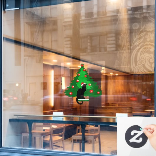 Chat Noir Kerstmis Raamsticker (Cafe Raam)