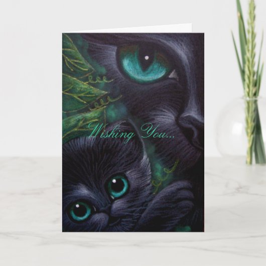 Chat noir & Kitten - Carte de vacances (Devant)