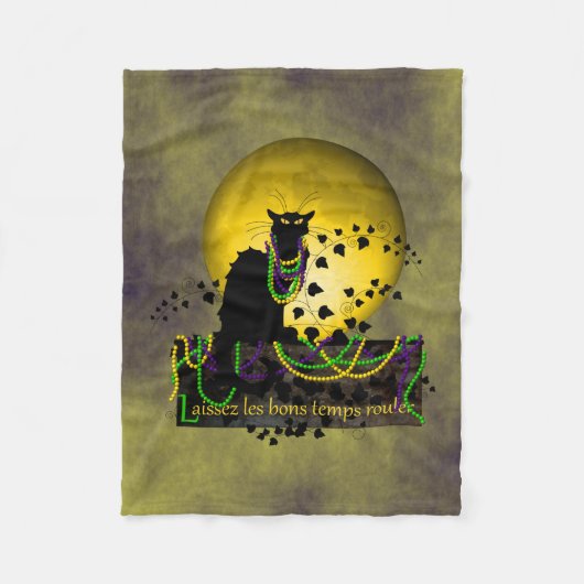 Chat Noir Mardi Gras Fleece Deken (Voorkant)